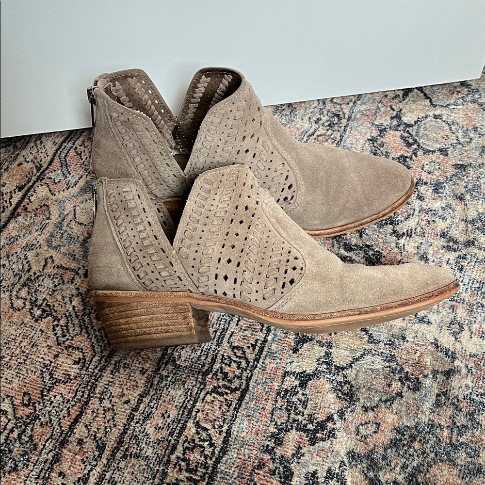 Vince Camuto Taupe Suede Ankle Booties